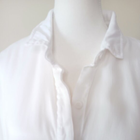 Anthropologie Cloth & Stone Tie Front Button Down Blouse White Size Large - Picture 2 of 7